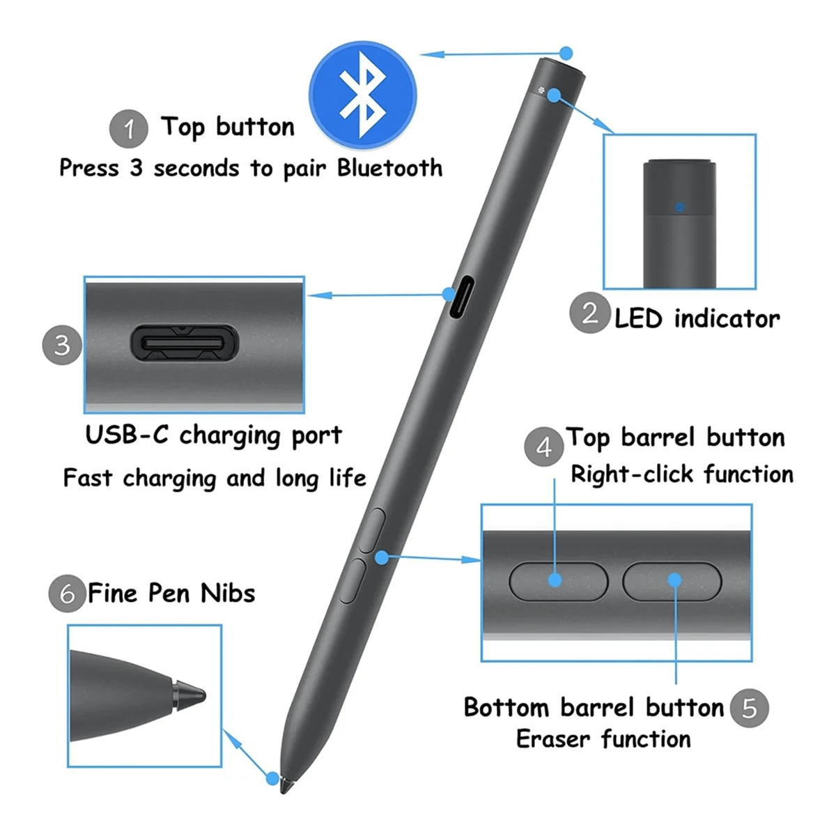Dell Active Pen for Inspiron Latitude Precision Tilt Support - international